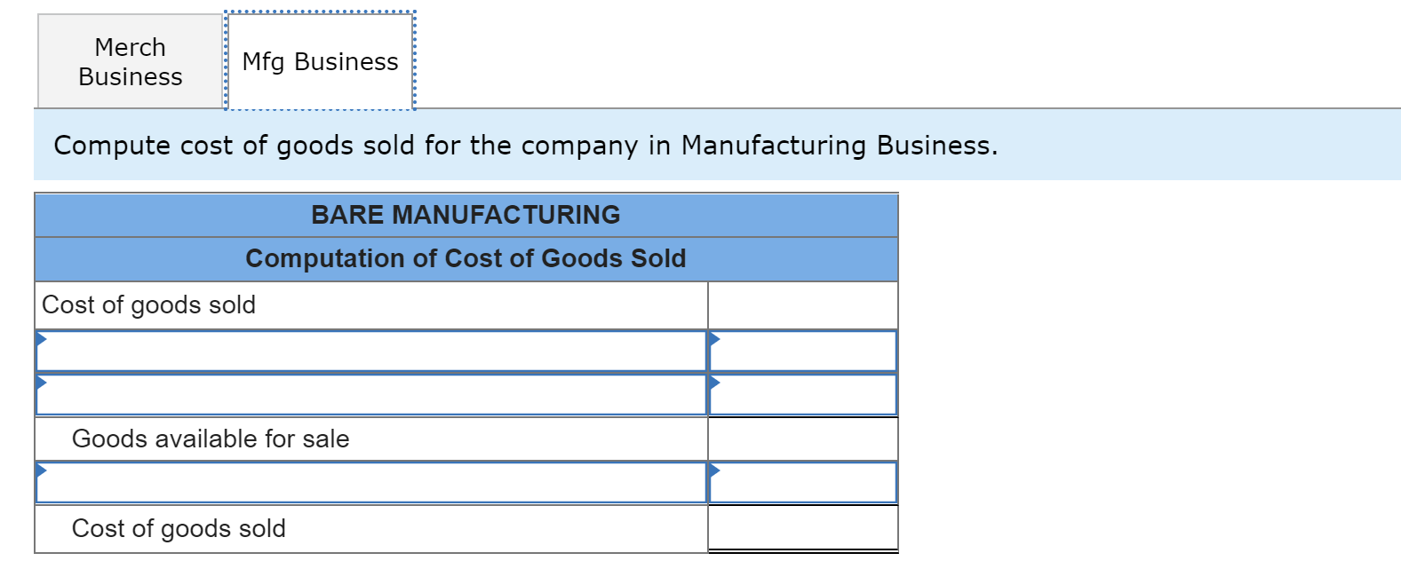Solved Exercise 110 (Algo) Cost of goods sold computation