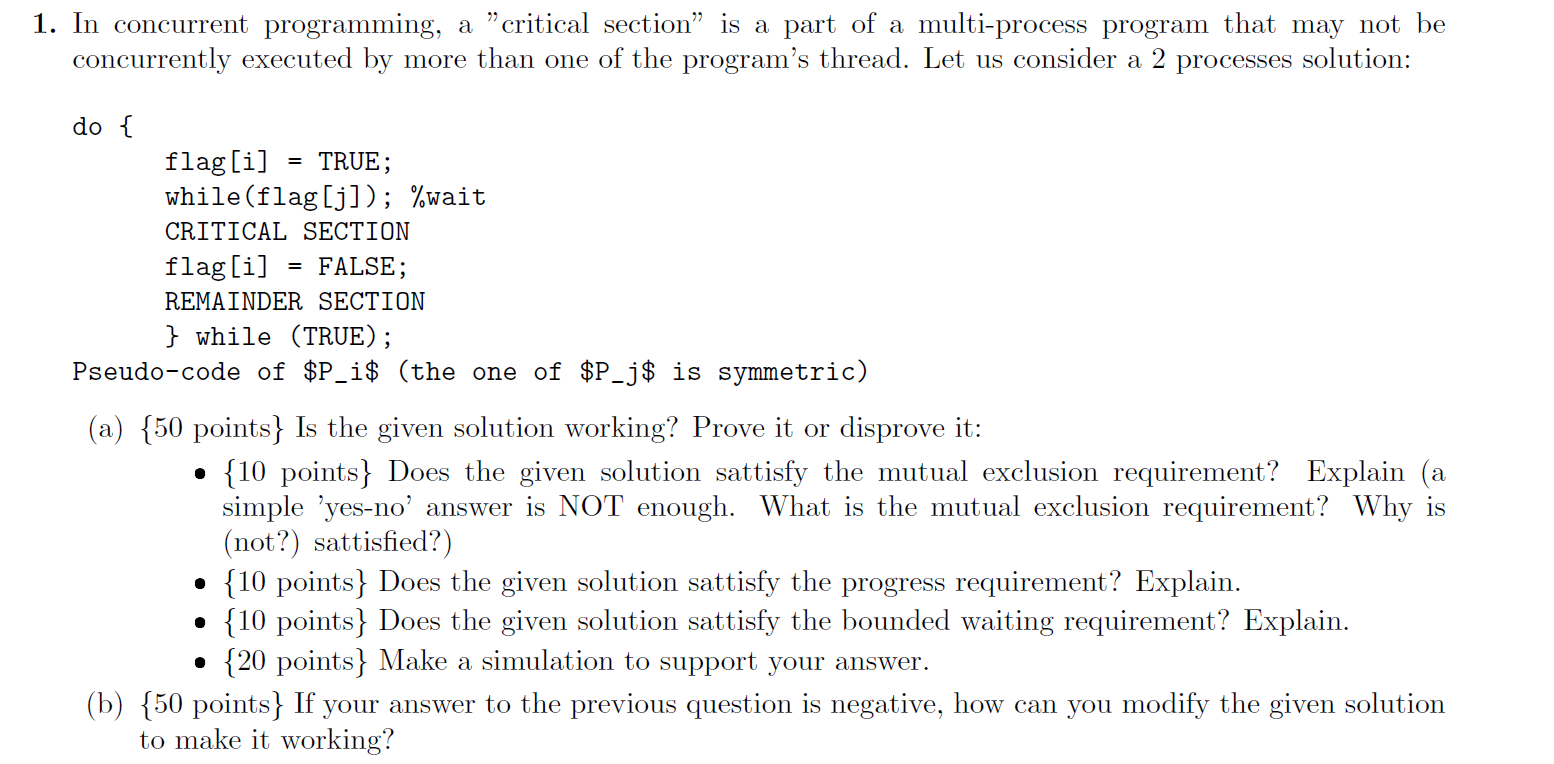 Solved 1. In concurrent programming, a "critical section" is | Chegg.com