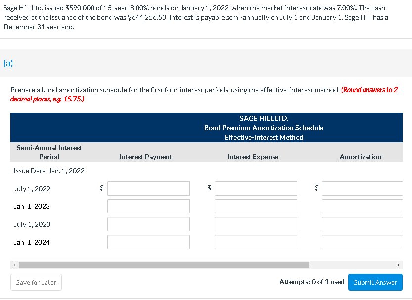 Solved Sage Hill Ltd issued $590 000 of 15 year 8 00% Chegg com