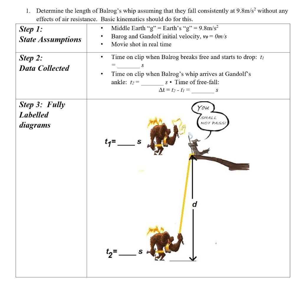 Solved 1 Determine The Length Of Balrog S Whip Assuming Chegg Com