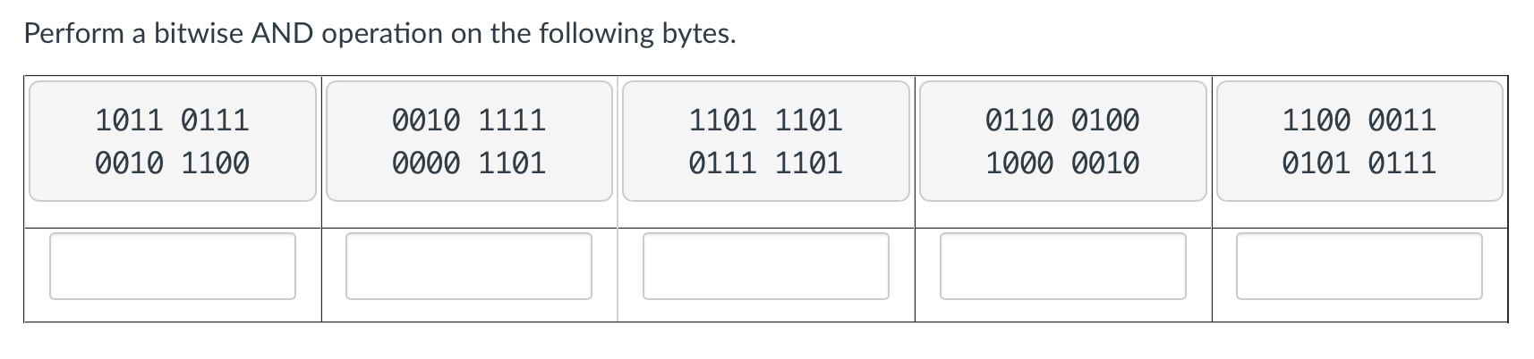 Solved Perform A Bitwise AND Operation On The Following | Chegg.com