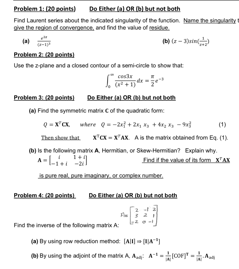 Solved Problem 1: (20 Points) Do Either (a) OR (b) But Not | Chegg.com