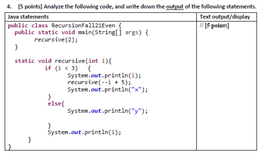 Solved 4. [5 points) Analyze the following code, and write | Chegg.com