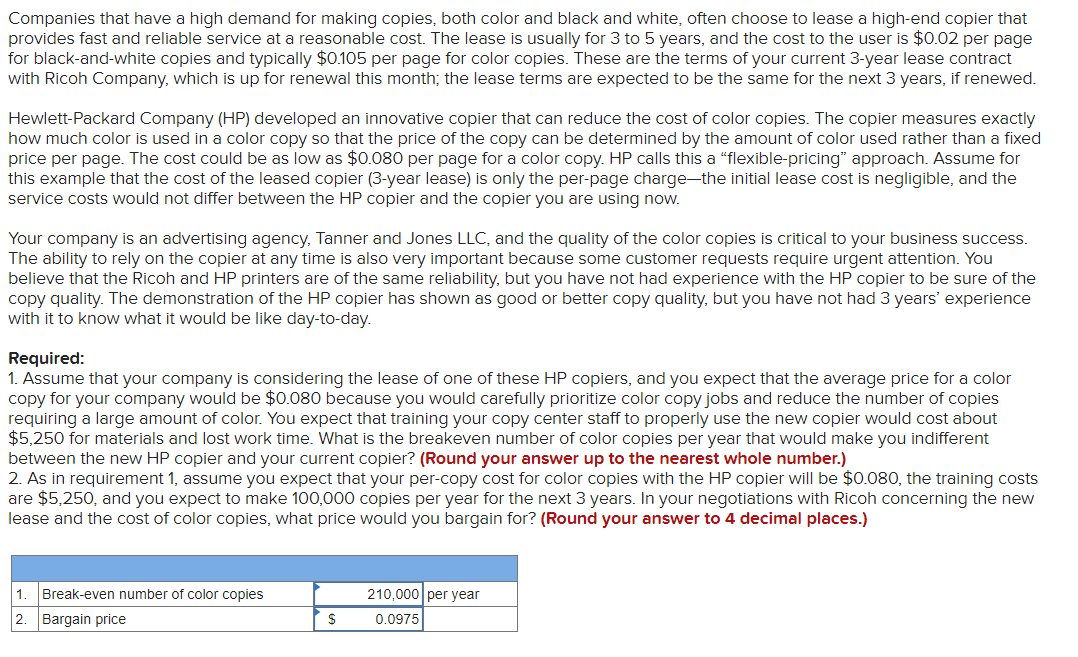 Solved Companies that have a high demand for making copies,