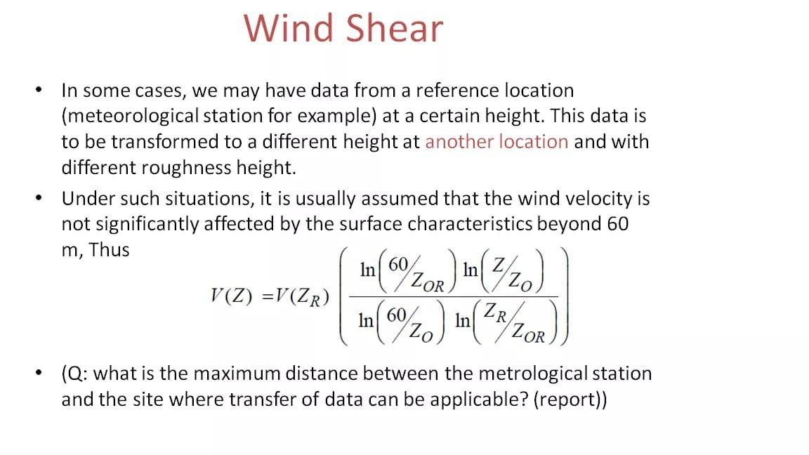 Wind Shear In some cases, we may have data from a | Chegg.com