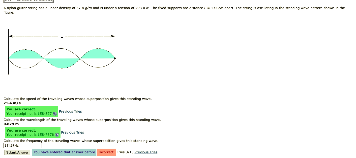 Solved A nylon guitar string has a linear density of 57.4