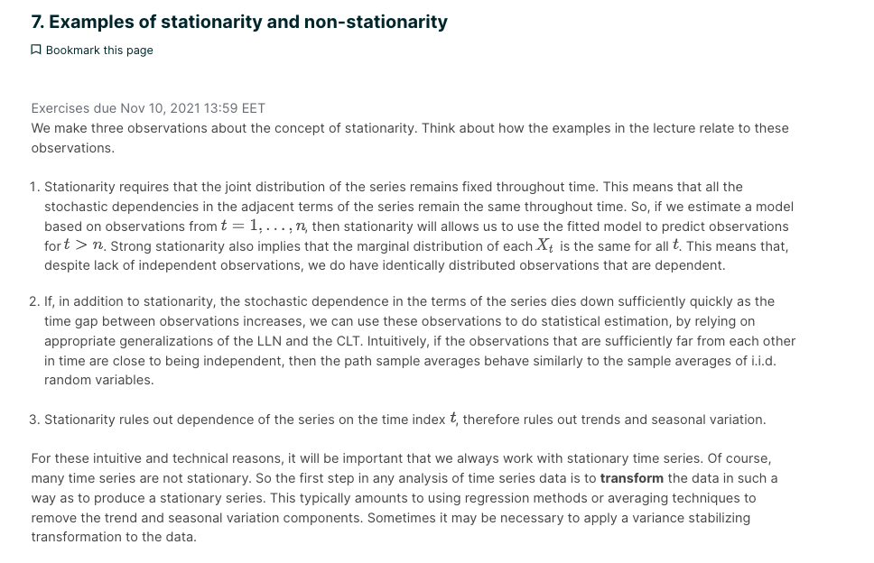Solved 7. Examples of stationarity and non-stationarity | Chegg.com