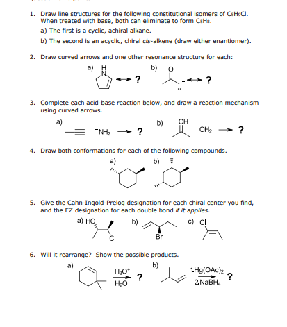 Solved 1. Draw line structures for the following | Chegg.com