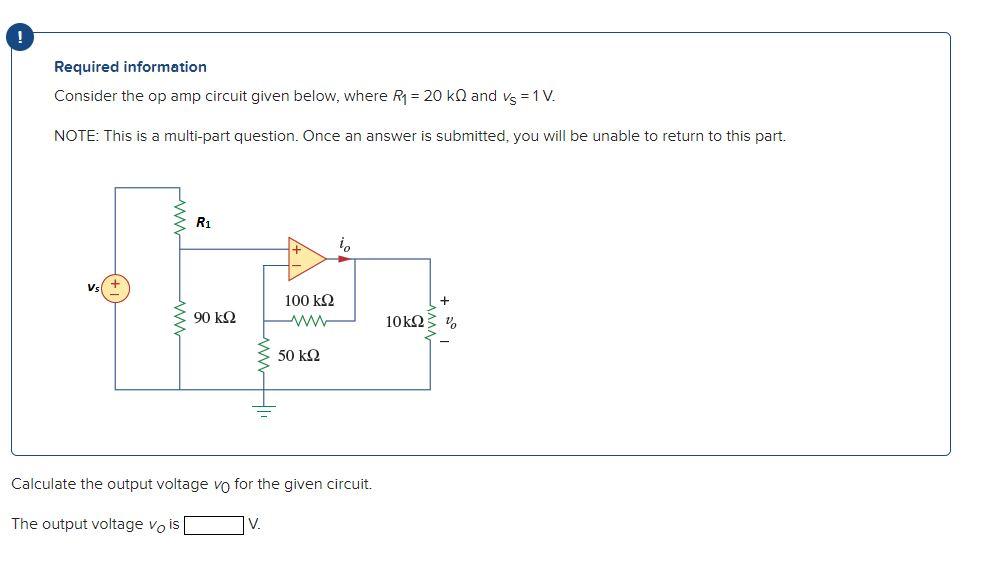Solved ! Required information Consider the op amp circuit | Chegg.com