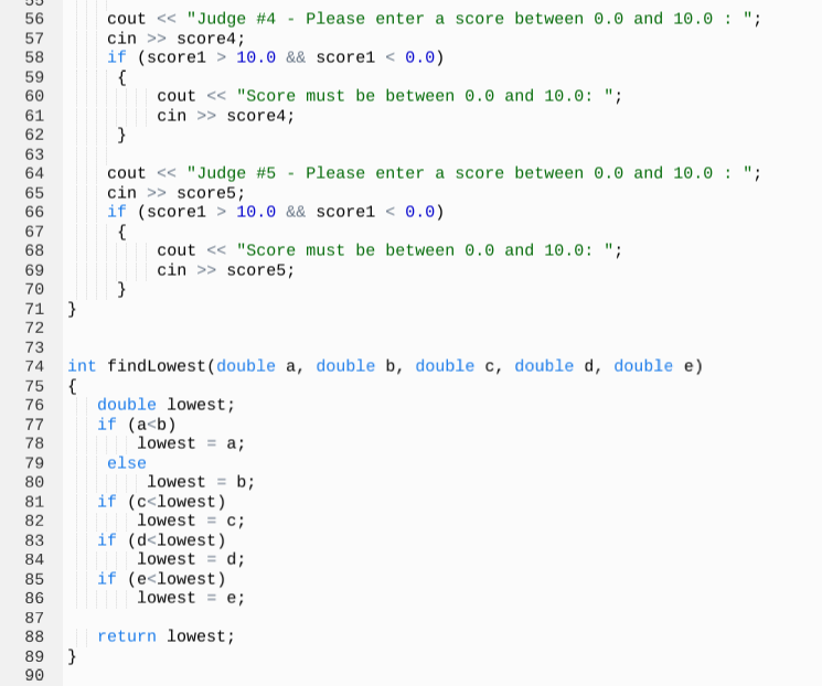 Solved [C++] Q: A particular talent competition has 5 | Chegg.com