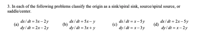 Solved 3. In each of the following problems classify the | Chegg.com
