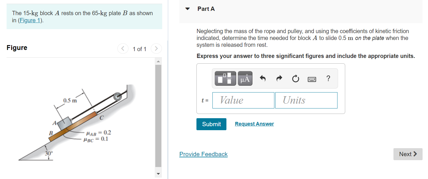 Solved Part A The 15-kg block A rests on the 65-kg plate B | Chegg.com