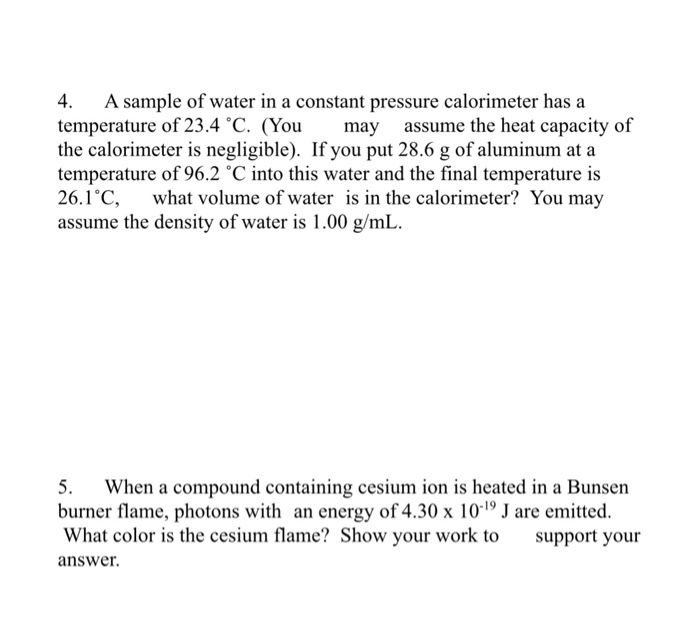 Solved 4.A sample of water in a constant pressure