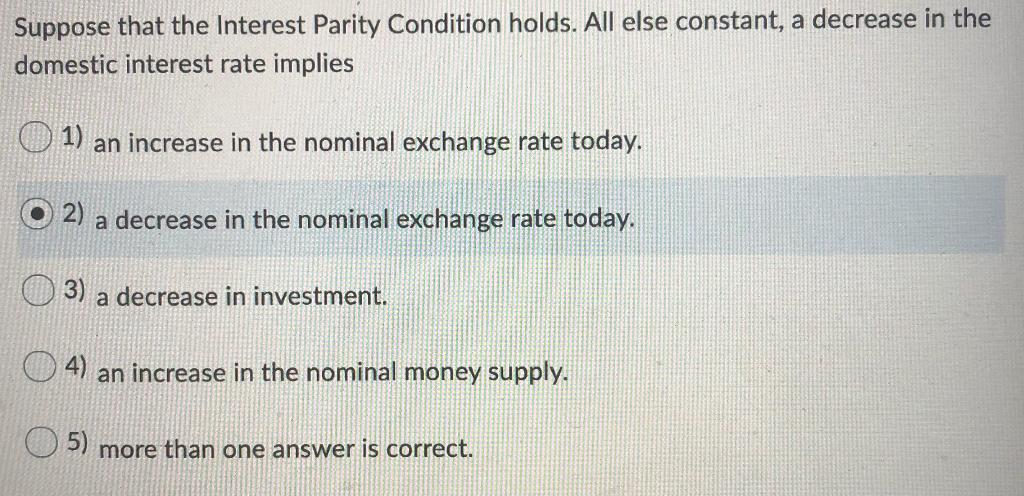 Solved Suppose That The Interest Parity Condition Holds. All | Chegg.com