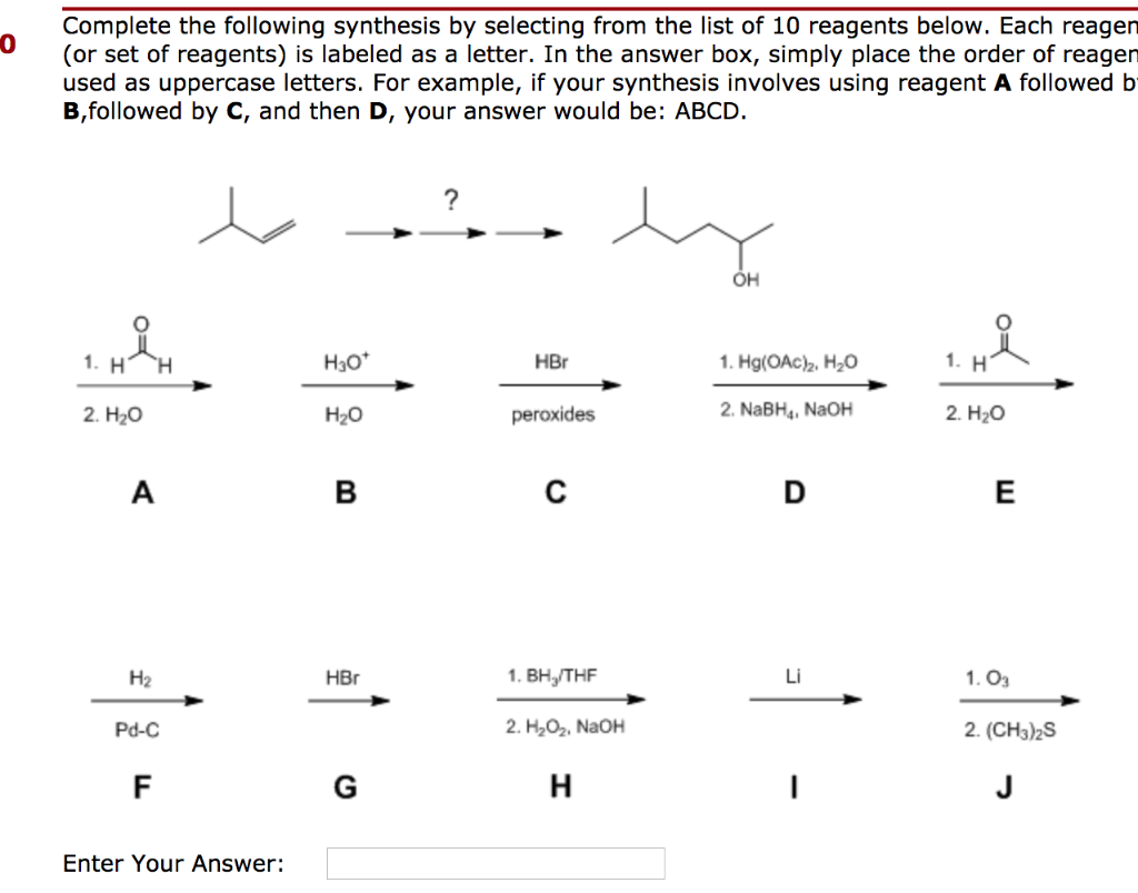 Solved Complete The Following Synthesis By Selecting From | Chegg.com