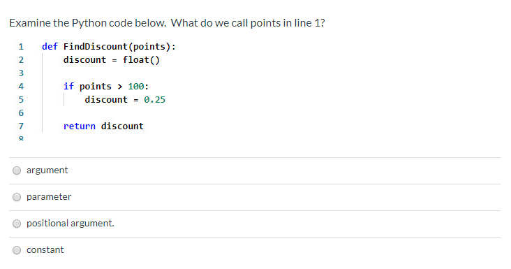 Solved Examine the Python code below. What do we call points | Chegg.com