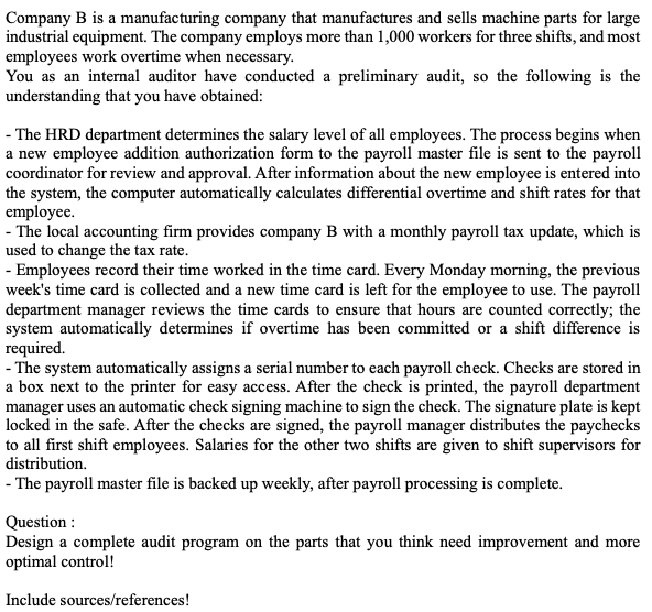 Solved Company B Is A Manufacturing Company That | Chegg.com