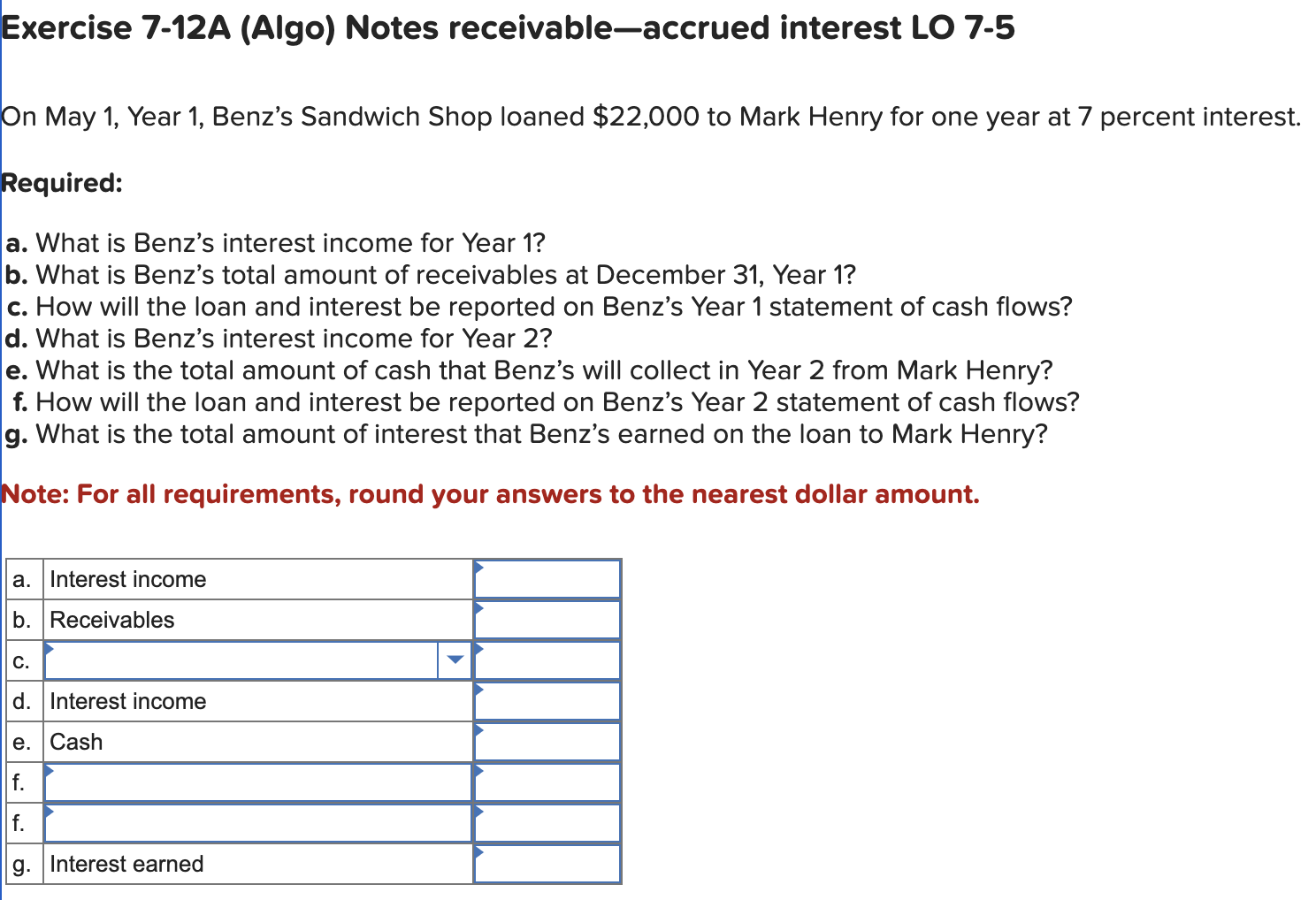 Solved Exercise 7-12A (Algo) Notes receivable-accrued | Chegg.com