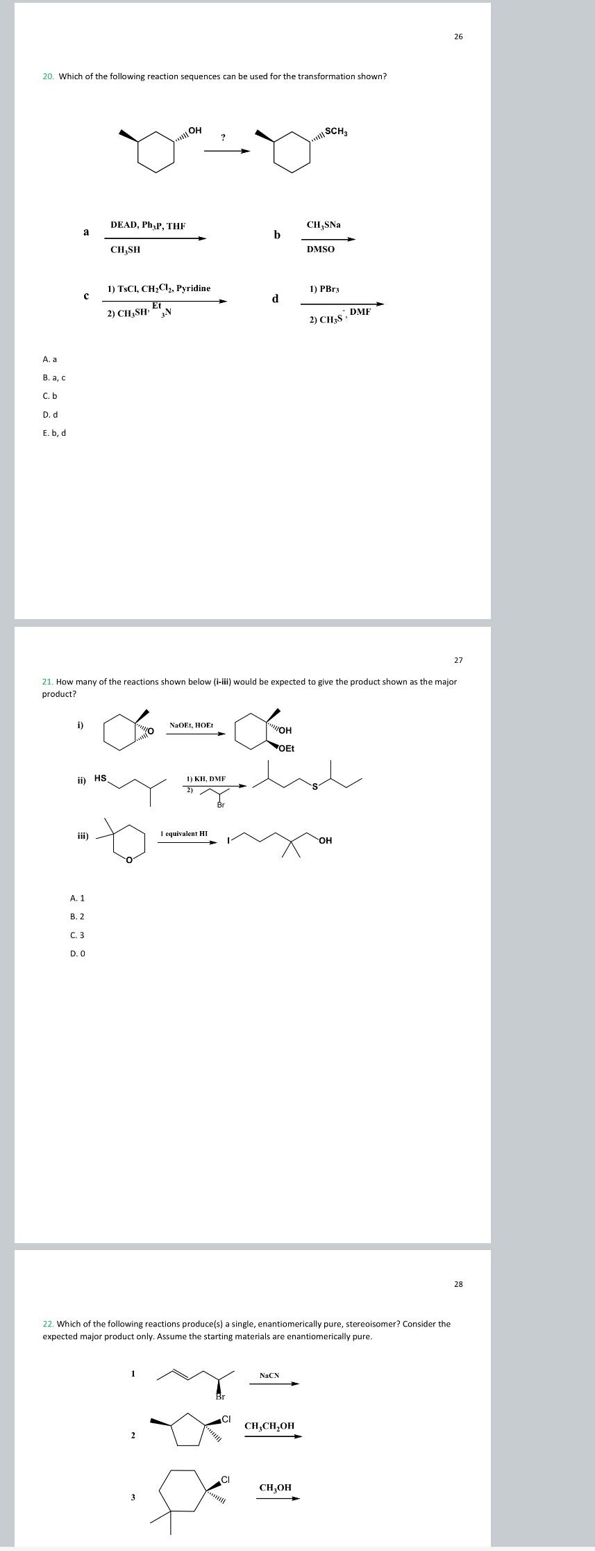 Solved 26 20 Which Of The Following Reaction Sequences Can Chegg Com
