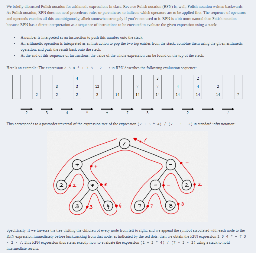 We briefly discussed Polish notation for arithmetic