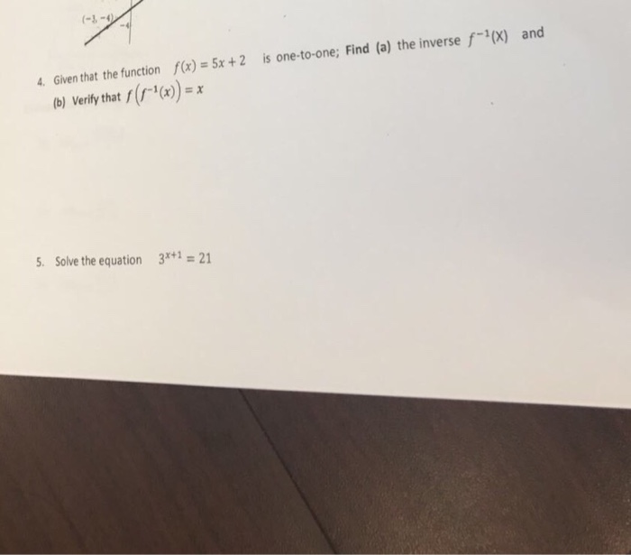 Solved Given that function f(x) = 5x + 2 is one-to-one: | Chegg.com