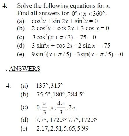 Solved 4. Solve The Following Equations For X: Find All | Chegg.com