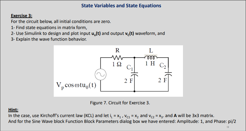 Solved State Variables and State Equations Exercise 3: For | Chegg.com