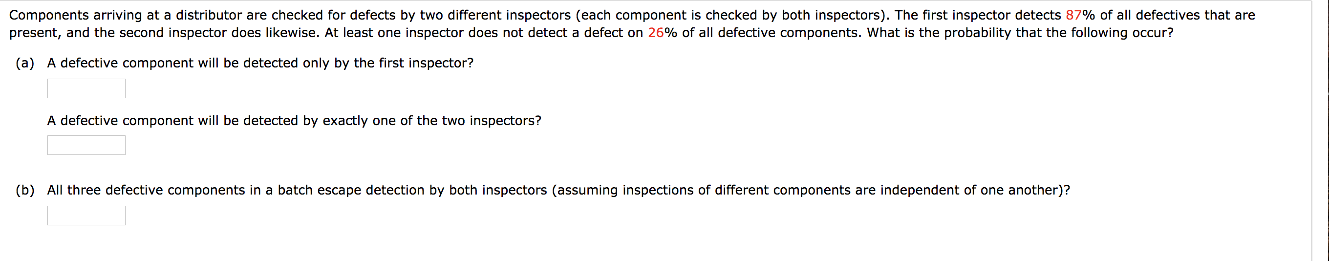 Solved Components arriving at a distributor are checked for