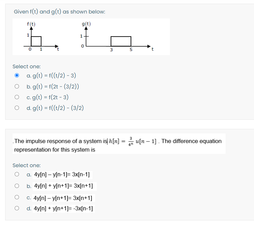 Solved Given F T And G T As Shown Below G T 1 0 1 3 5 Chegg Com