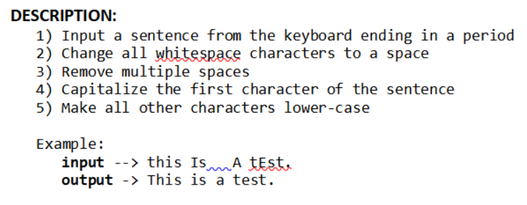 Solved DESCRIPTION: 1) Input a sentence from the keyboard | Chegg.com