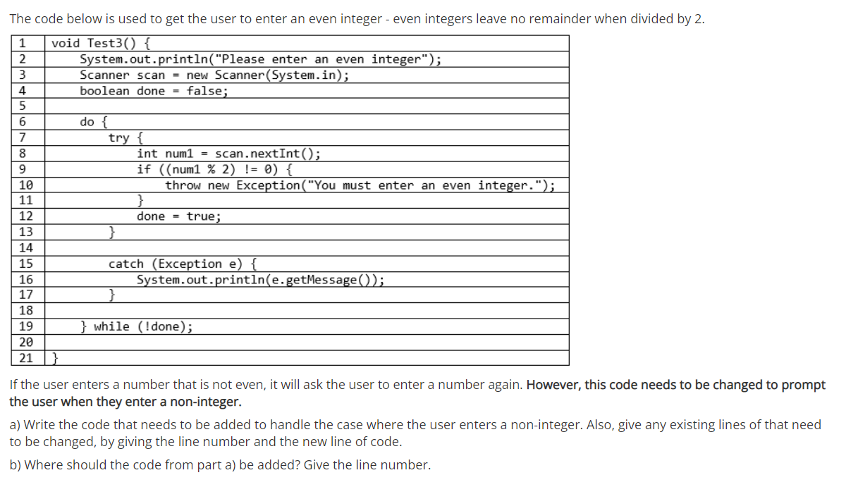 Solved The code below is used to get the user to enter an | Chegg.com