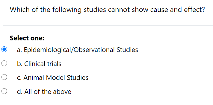 Solved Which of the following studies cannot show cause and | Chegg.com
