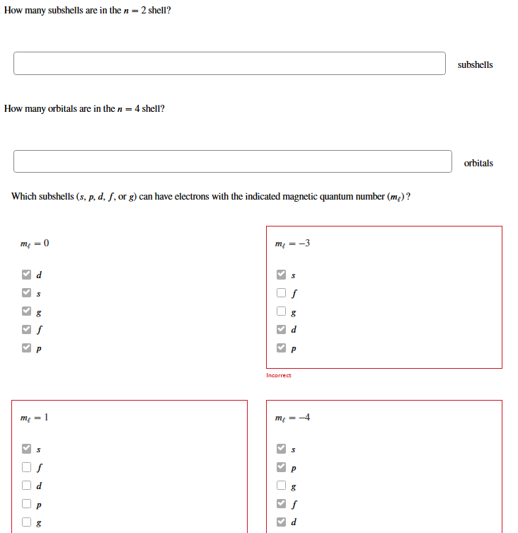 Solved How many subshells are in the n=2 shell? How many