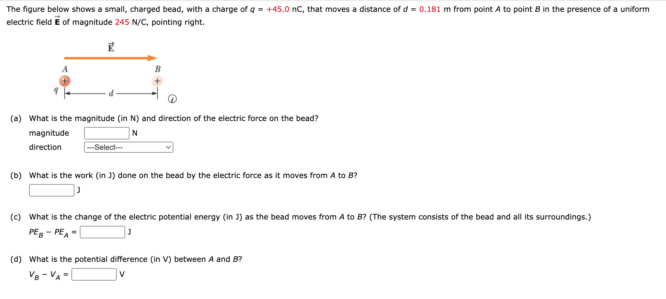 Solved The figure below shows a small, charged bead, with a | Chegg.com