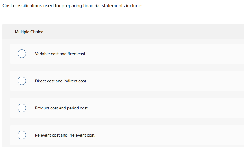 classifications of costs