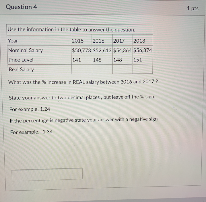 Solved Question 4 1 Pts Use The Information In The Table To | Chegg.com