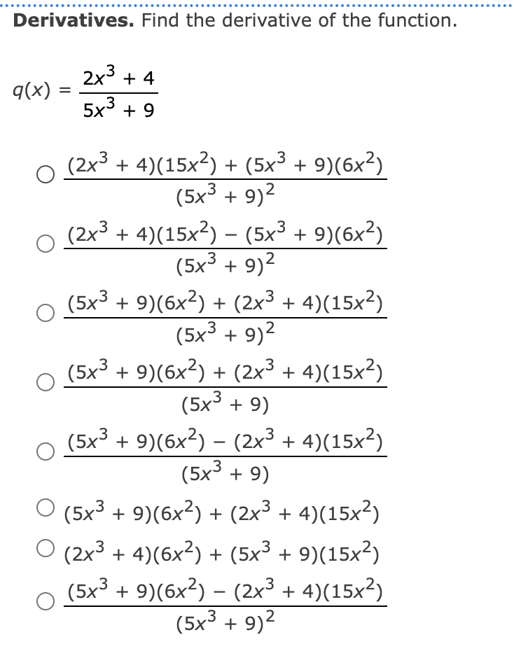 Solved Derivatives. Find The Derivative Of The Function. | Chegg.com