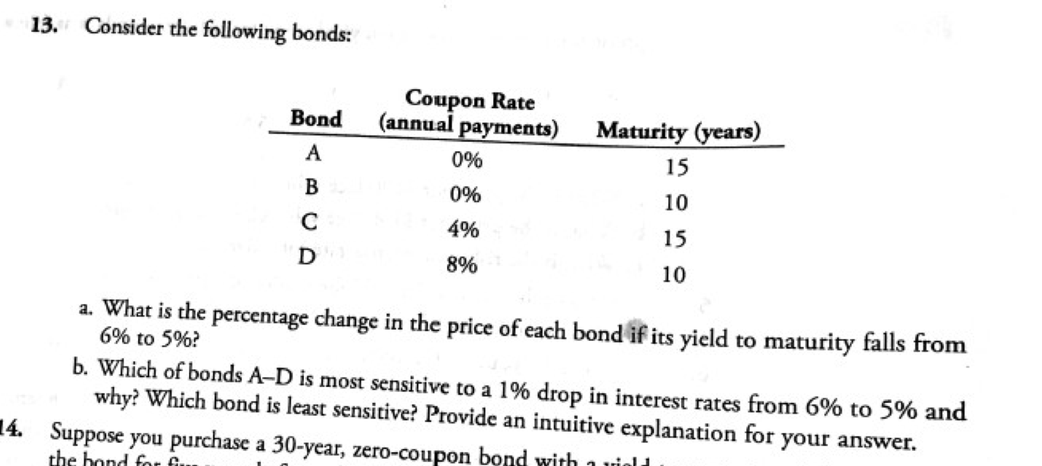 Solved 13. Consider The Following Bonds: Bond Coupon Rate | Chegg.com