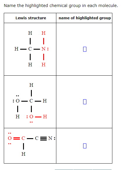 Solved Name the highlighted chemical group in each molecule. | Chegg.com