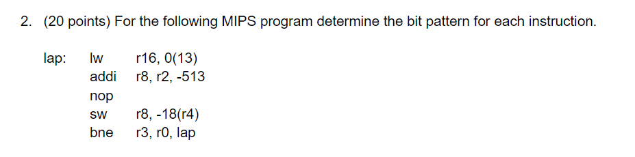 Solved 2. (20 Points) For The Following MIPS Program | Chegg.com