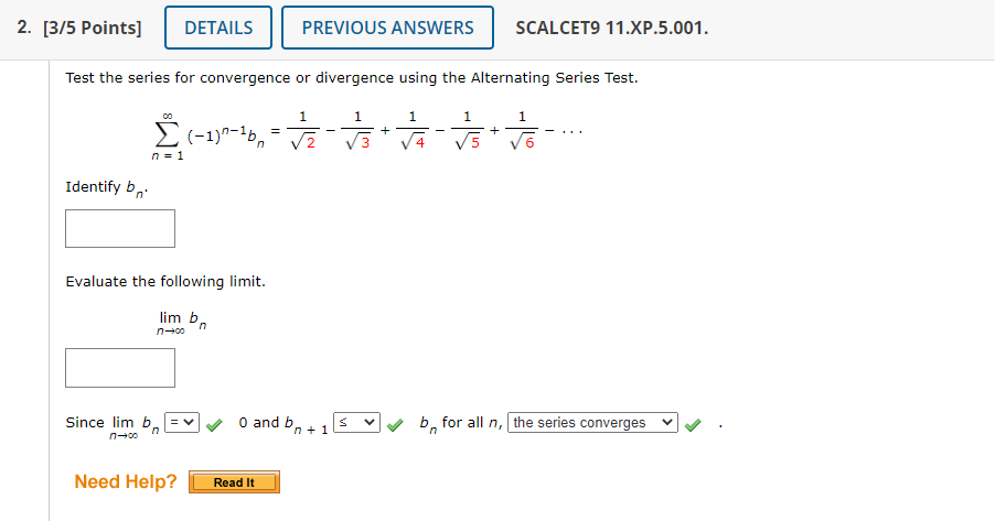 Solved Test the series for convergence or divergence using | Chegg.com