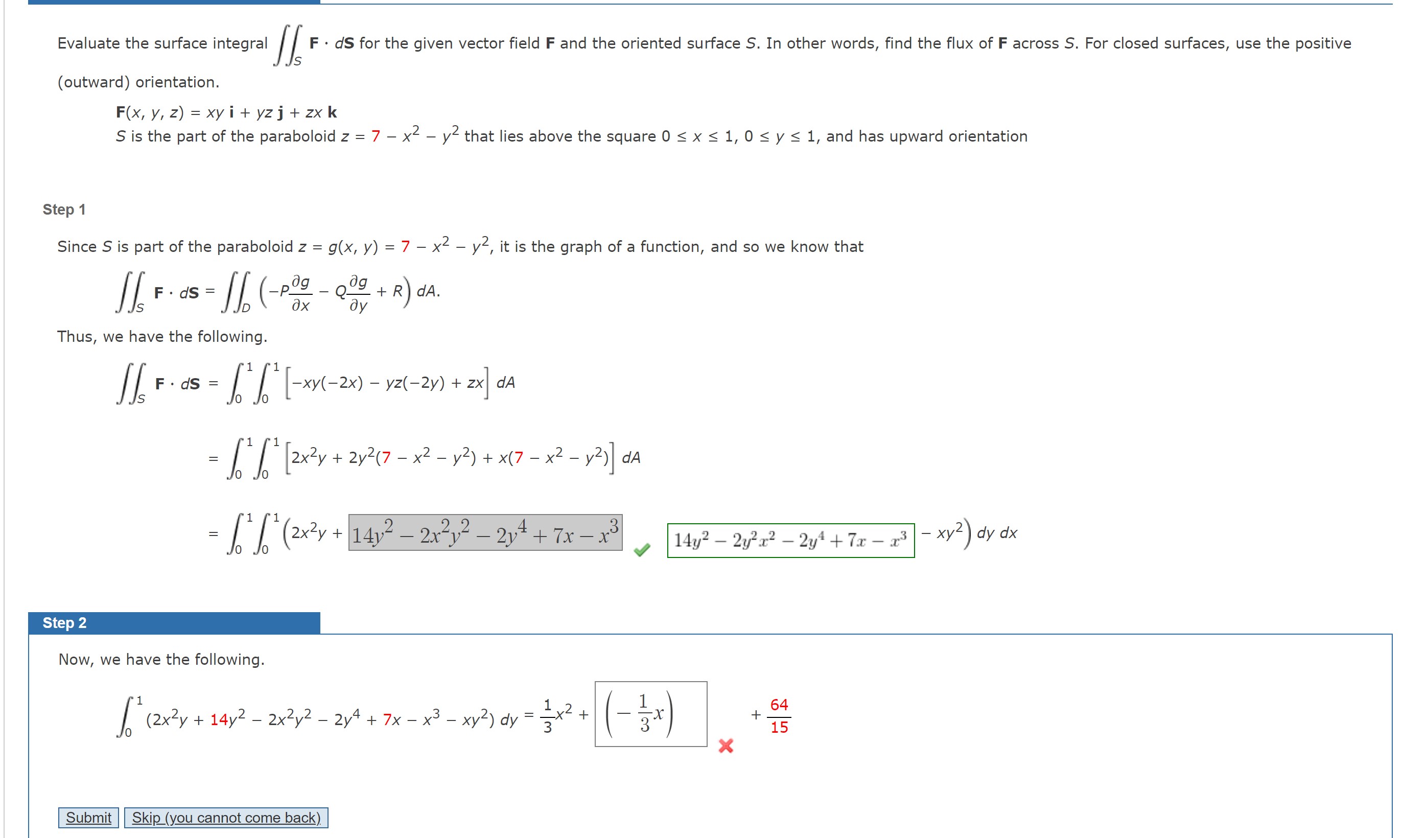Solved Evaluate the surface integral ∬SF⋅dS for the given 