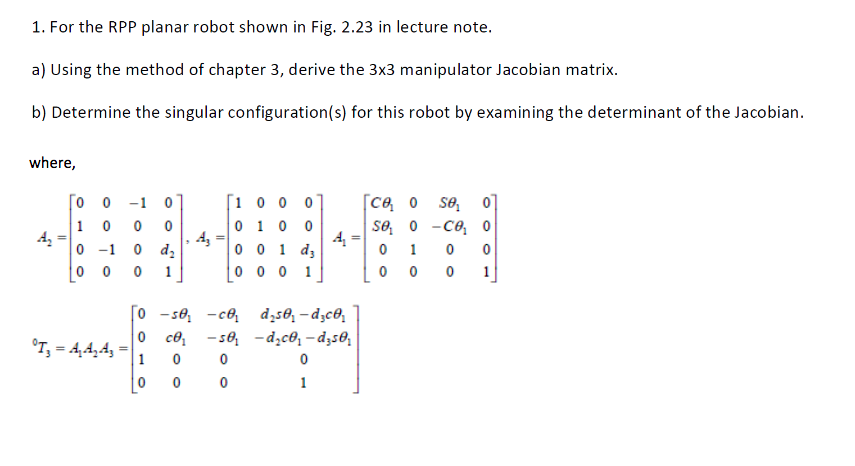 Solved Joint 3 Joint 2 Joint 1 Figure 2.23 Planar RPP | Chegg.com