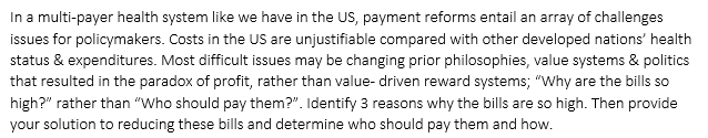 In a multi-payer health system like we have in the US, payment reforms entail an array of challenges issues for policymakers.