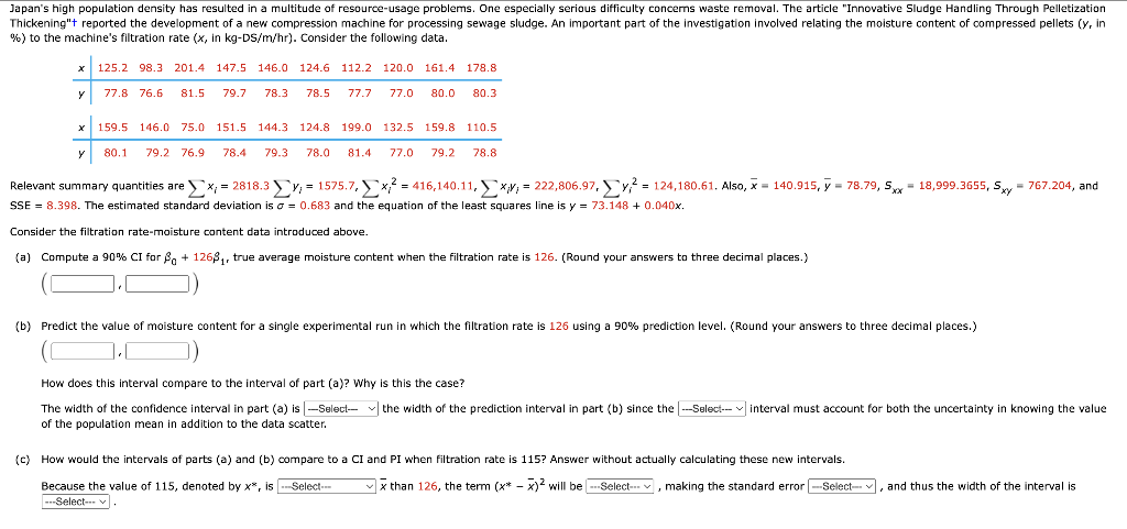 Solved \%) to the machine's filtration rate (x, in | Chegg.com