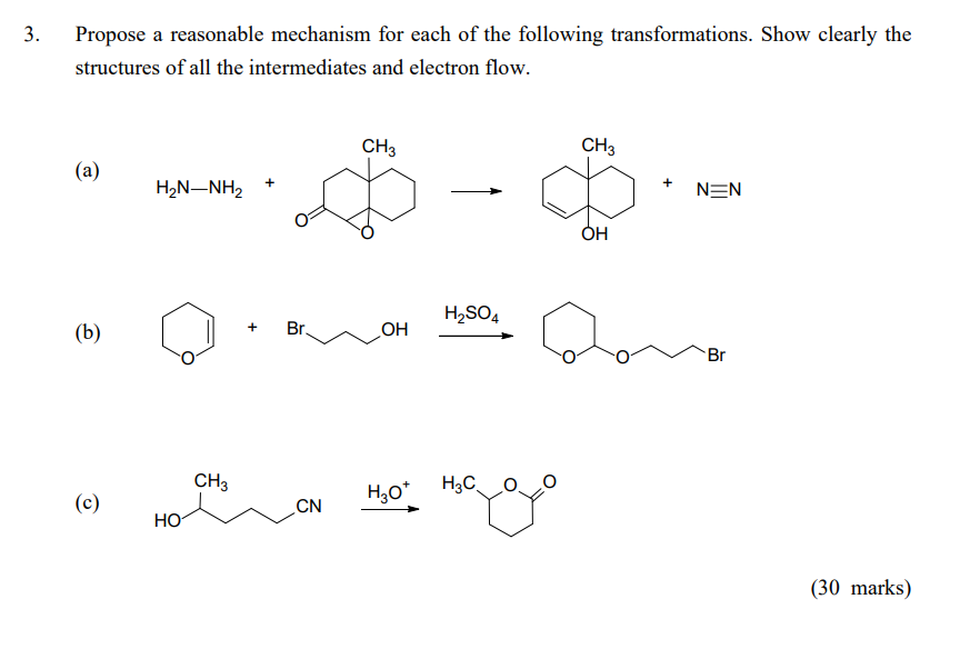 Solved 3. Propose a reasonable mechanism for each of the | Chegg.com