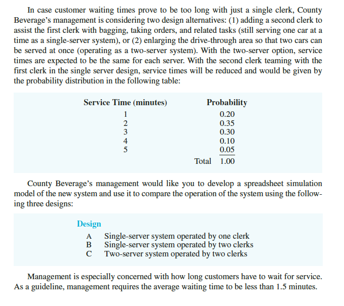 Case Problem 3 County Beverage Drive Thru County Chegg 