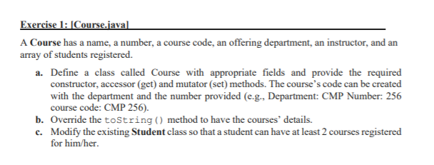 Solved in JAVA: student class: import | Chegg.com