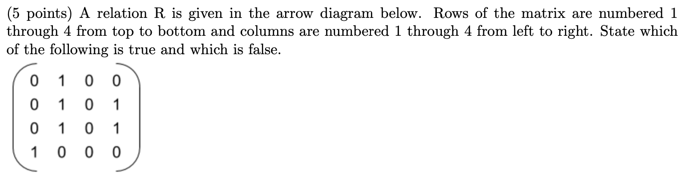 Solved (5 points) A relation R is given in the arrow diagram | Chegg.com
