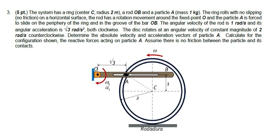 Solved 3. (5 pt.) The system has a ring (center C, radius 2 | Chegg.com